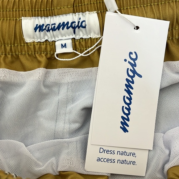 NWT Maamgic ChinoWave Floral Print Mens Swim Trunks Size Medium Green Gold Beach - Picture 4 of 16